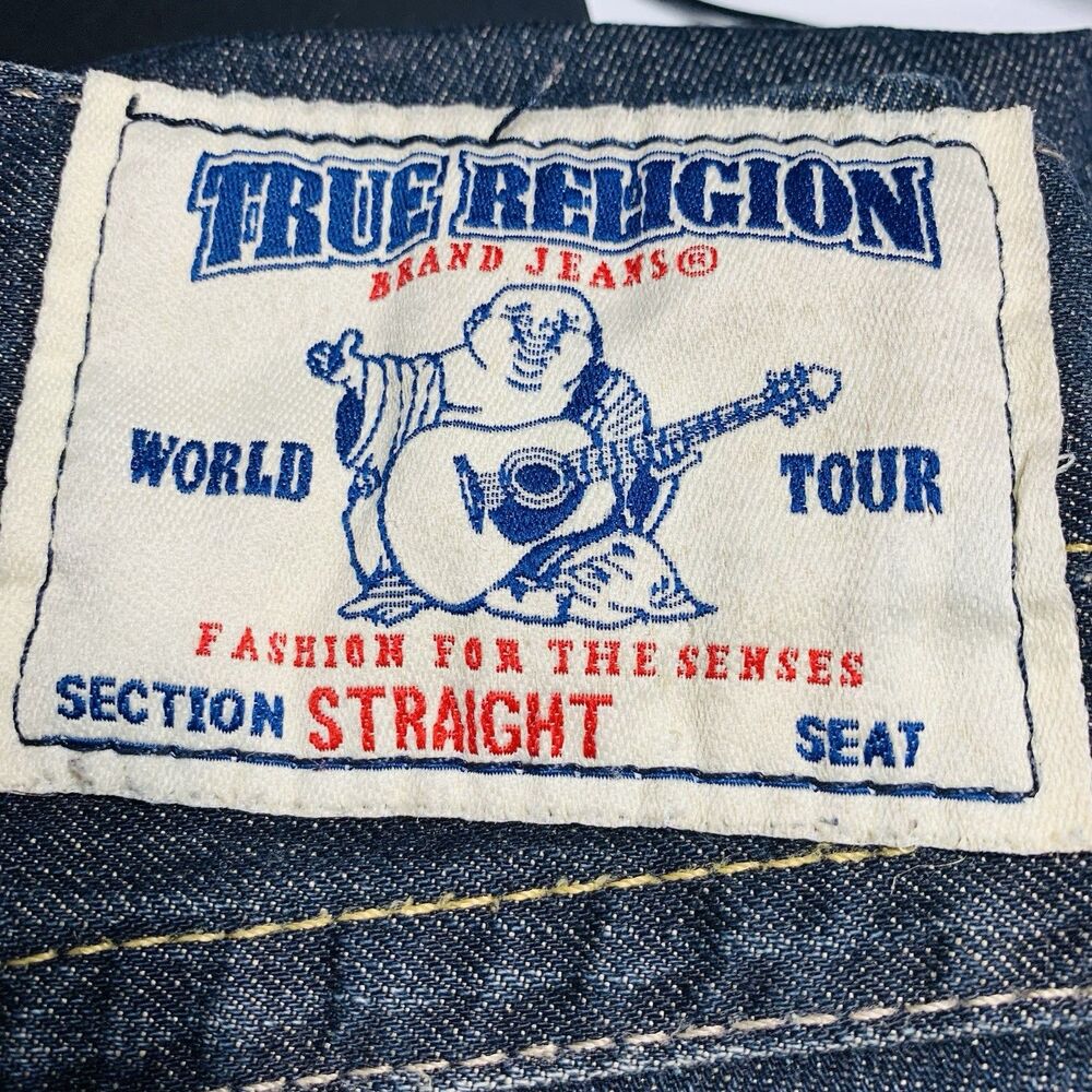 True Religion Dark Billy Super T Thick Stitch Flap Studded Y2K USA Size 31x33
